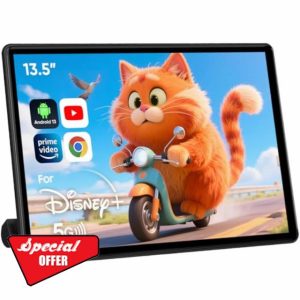 13.5inch Headrest Monitor for Car Supports Android Touchscreen HDMI Phone Mirroring WiFi SD Card Bluetooth Cars Entertaiment Video Player (13.5 2G+32G (1PC))