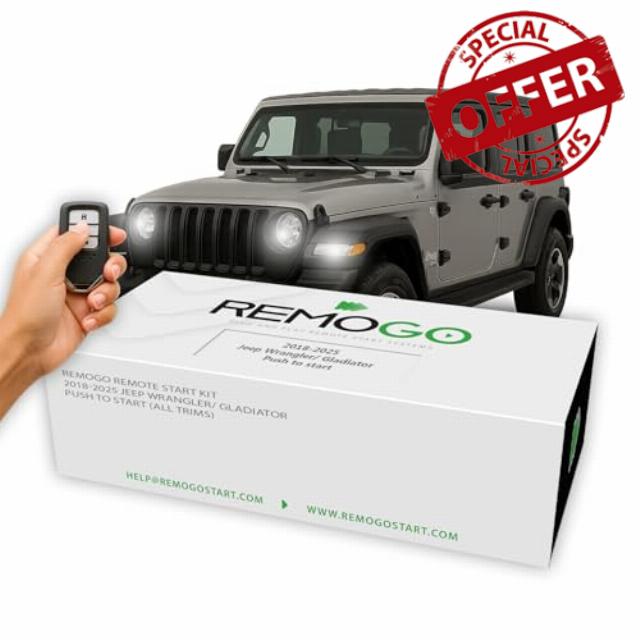 Remote Starter Kit for 2018-2025 Jeep Wrangler/Gladiator | Push to Start | All Trims | Remogo