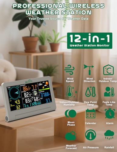 Weather Stations Wireless Indoor Outdoor with 7-in-1 Outdoor Sensor