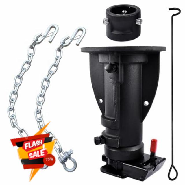 C5G1216 12"-16" Adjustable Cushioned 5th Wheel to gooseneck Adapter Camper Hitch Coupler with Safety Chain Towing Capacity 20000 Lbs