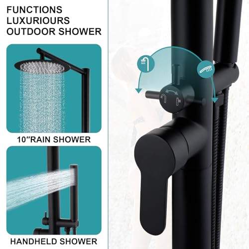 Beach Courtyard - Outdoor Shower Kits with 10" Rain Shower Head and Handheld