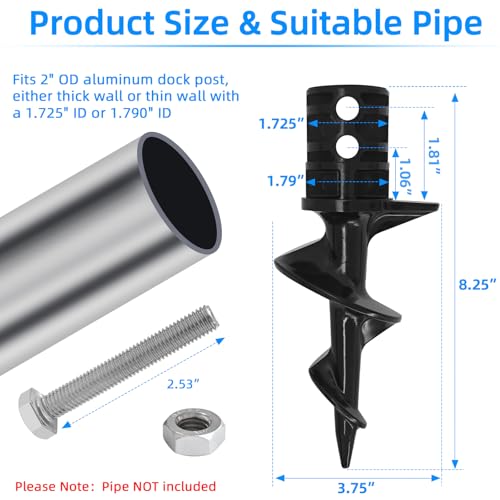 Dock Sand Auger for PVC Tubing Sandbar Anchor or Aluminum Dock Post Pole