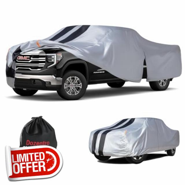 GMC Sierra Truck Cover Custom Fit 2002-2025 Double/Extended/Crew Cab Short Bed(5.7'-6.6') With Door Zipper