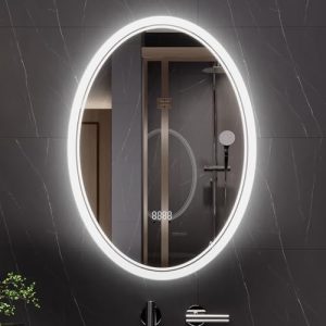 Shatter-Proof Oval Makeup Mirror with Front & Backlit Lighting