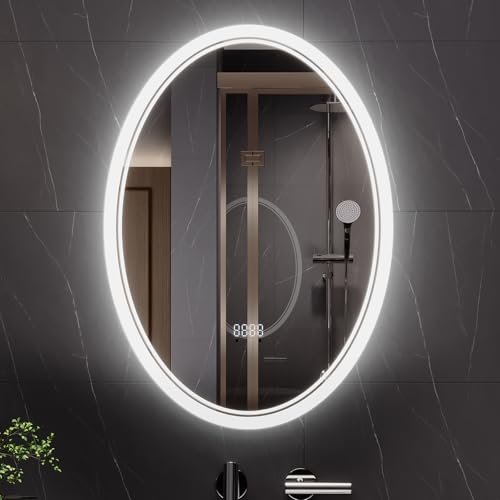Shatter-Proof Oval Makeup Mirror with Front & Backlit Lighting