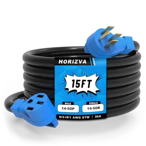 15FT 50 Amp RV Extension Cord with NEMA 14-50P to 14-50R Connector