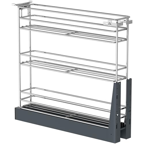 Heavy Duty 3 Tier narrow PullOut Cabinet Organizer and Slide Out Shelves for inside Base Cabinets