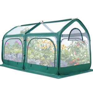 Portable Fast-up Plant Greenhouses for Outdoors with Heavy Duty Pop-up Fiberglass Frame Durable Waterproof Cover