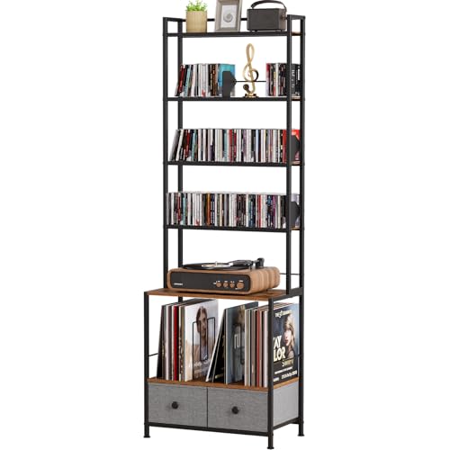 6-Tier CD Rack Tower with Drawers for CDs
