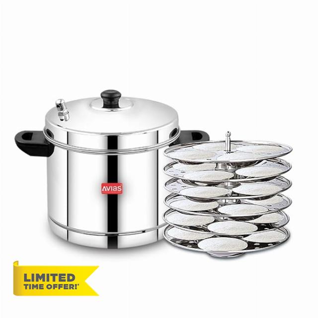 Stainless Steel Idli Cooker 6 Plate- 24 Idlies idli Steamer Dhokla Maker Gas & Induction Compatible Idly cooker momos steamer Momos Maker Momo Steamer Momo Maker Easy to make steamer cum Idly maker
