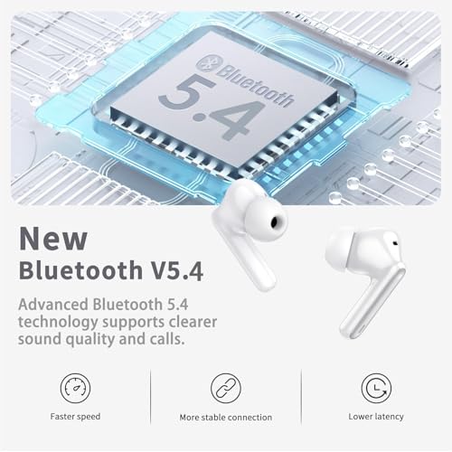 Bluetooth 5.4 Headphones in Ear with 4 ENC Noise Cancelling Mic