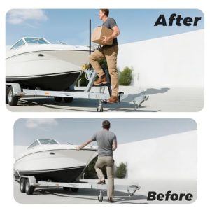 440lbs capacity Boat trailer Ladder with Secure Handrail Bar