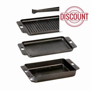 CURRENT® Cast Iron Sizzle Plates 3-Piece Set - Deep Pan