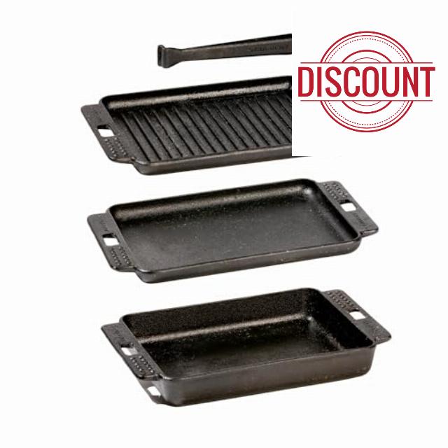 CURRENT® Cast Iron Sizzle Plates 3-Piece Set - Deep Pan