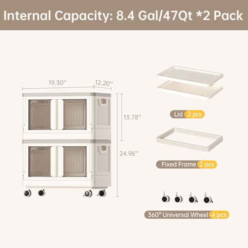 8.4 Gal Collapsible Storage Bins with Wheels