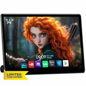 14inch Android Portable Car TV Headrest Monitor Tablet for Cars Back seat Support Phone Wireless mirroring Touchscreen with WiFi/Bluetooth/HDMI/USB/Video Player 4+64G 1pc