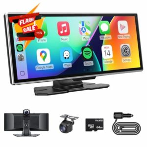 Wireless Carplay Screen for Car with 4K Dash Cam & 1080P Backup Camera