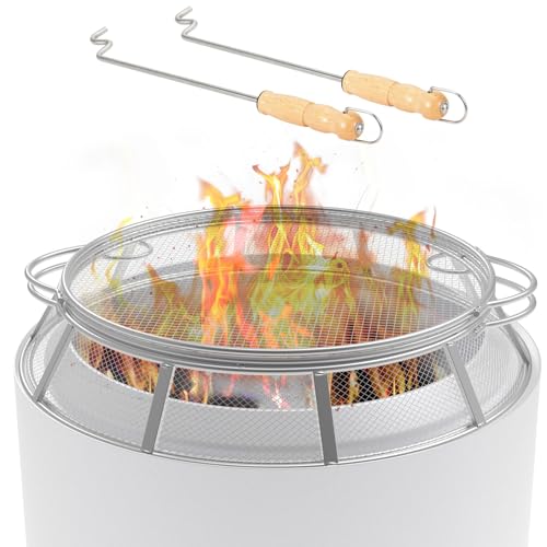 Stainless Steel Fire Pit Spark Screen Mesh Fire Pit Spark Protector with Sticks Poker for Solo Stove Yukon Accessories