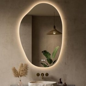 24 x 36 in Asymmetrical LED Bathroom Mirror with Tempered Glass