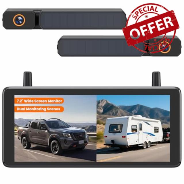 AUTO-VOX 7.2" DVR Portable Solar Wireless Backup Camera