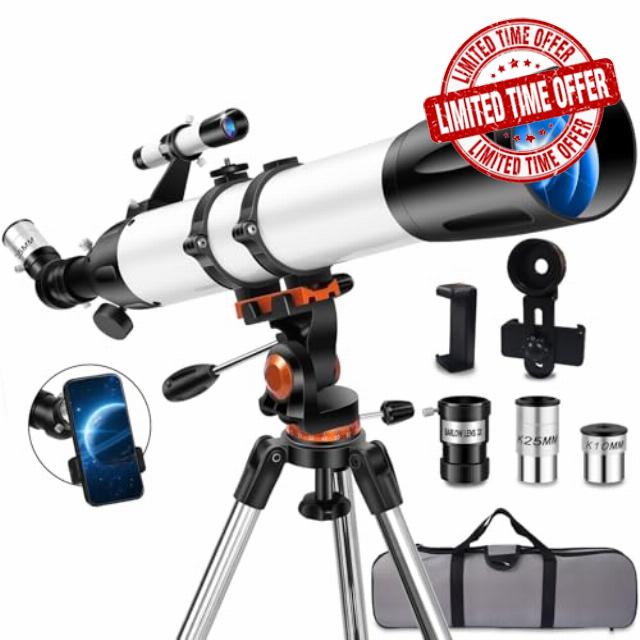 Telescope for Adults High Powered 90mm Aperture 800mm(32X-240X)