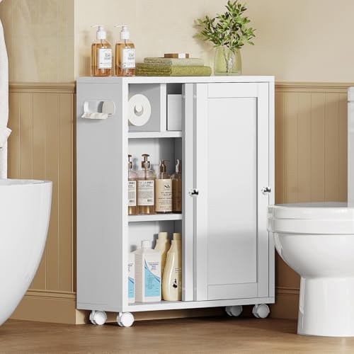 Slim Bathroom Storage Cabinet with 2 Adjustable Shelves