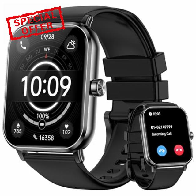 Smart Watch for Men Women (Answer/Make Call) 1.85" HD Touch Screen Fitness Tracker