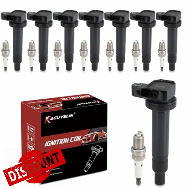 UF230 Ignition Coil Pack and Iridium Platinum Spark Plugs Set of 8 Compatible with 2000 2001 2002 2003 2004 2005 2006 2007 2008 2009 Toyota Tundra Sequoia Land Cruiser 4Runner