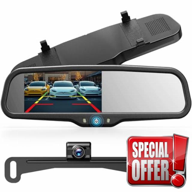 Auto-Vox Rear View Mirror Backup Camera: 4.3'' OEM HD Wireless Backup Camera with Intelligent Light Sensing Display System