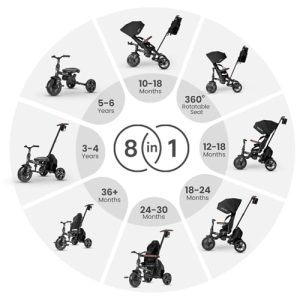 8-in-1 Foldable Stroller Bike for Toddlers 3-5 Boys & Girls Gifts Trike — Adjustable Handle