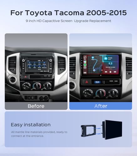 9" Touch Screen Head Unit with Android 13/CarPlay/Android Auto/2+64G /GPS Navigation/Bluetooth/FM/RDS Radio/HD Backup Camera