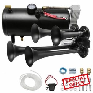 Train Horn Kit for Trucks & Cars - 4 Trumpet 180DB Super Loud Air Horn with 150 PSI 0.8 Gallon 12V Compressor