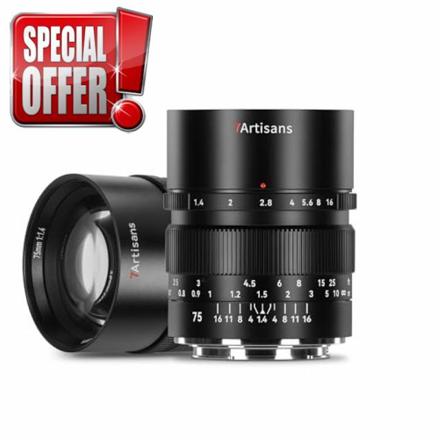 7artisans 75mm F1.4 Full Frame Manual 38.4° Large Aperture Prime Lens Compatible for Sony E-Mount FX3