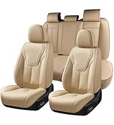 FLORICH Car Seat Cover Full Set, Red Automotive Seat Covers, Luxury Faux Nappa Leather Car Seat P...