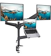 HUANUO Triple Monitor Mount for 17 to 32 inch Screens, Gas Springs Adjustment Triple Monitor Stan...