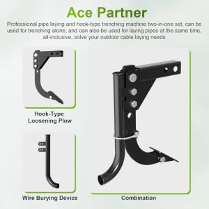 Updated 1.37" Lexible Pipe Layer Fits Any 3-Point Ripper Hitch Lawn Subsoiler for ATV UTV Tractor