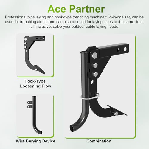 Updated 1.37" Lexible Pipe Layer Fits Any 3-Point Ripper Hitch Lawn Subsoiler for ATV UTV Tractor