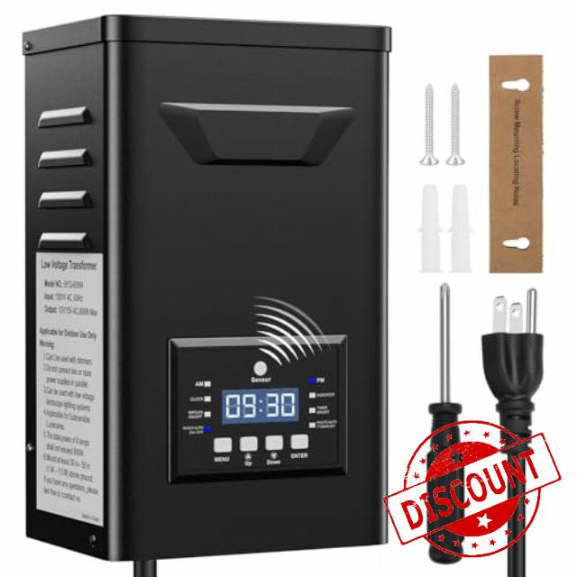 400W Low Voltage Landscape Transformer with Timer & Photocell for Landscape Lighting