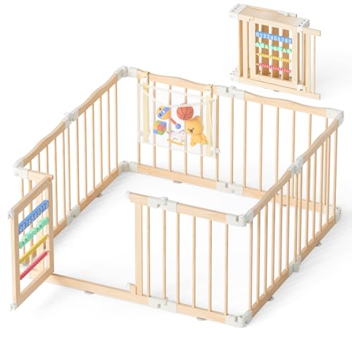 Foldable Playpen Fence with Cute Digital Blocks & Toy Storage Bag