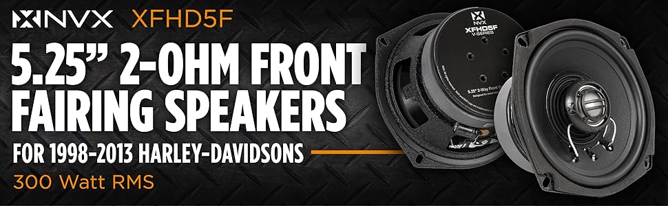 xfhd5f 5.25 inches 2-ohm front fairing speakers for harley davidson 1998-2013
