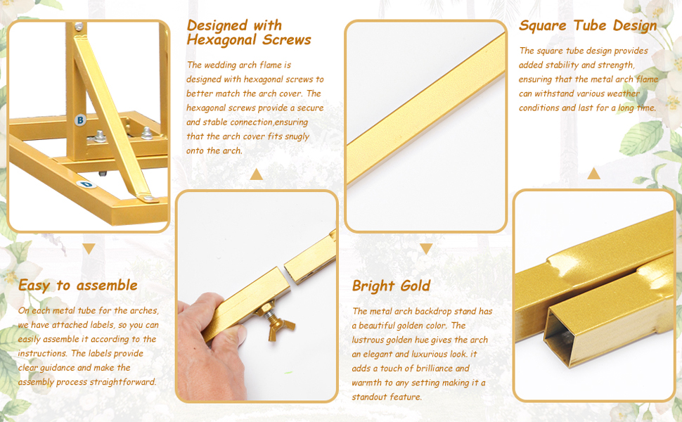 &zwnj;Premium Curved Wedding Arch - Golden Elegance Made Simple&zwnj;