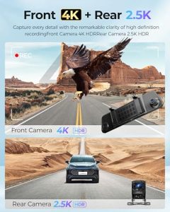 4K UHD Front and 2.5K Rear View Dash Camera for Car