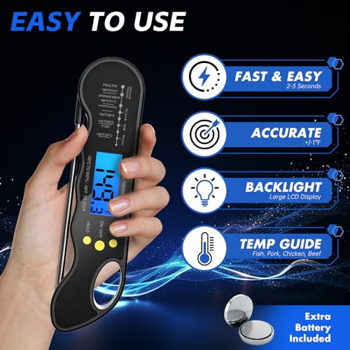 Fast & Accurate Digital Food Thermometer with Backlight