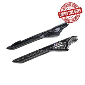 M5 F90 ABS+Carbon Fiber Pattern Styling Car Side Mudguard Air Vent Trim with Emblem Replacement Type Fit for M5 F90 2018-2022
