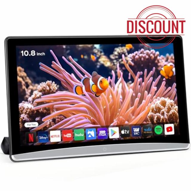 10.8inch Android Portable Car TV Headrest Monitor Tablet for Cars Back seat Support Phone Wireless mirroring Touchscreen with WiFi/Bluetooth/HDMI/USB/Video Player (CPad-108)
