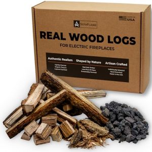 Wood Chips & Lava Rock – Compatible with Thin & Shallow Electric Fireplace Inserts Up to 60" Long