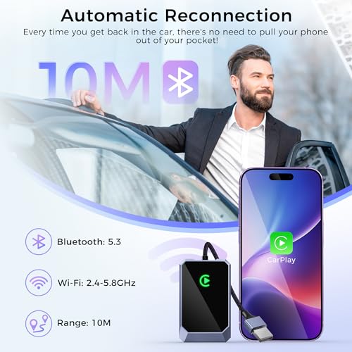 Stable Connection Compatible with OEM Wired CarPlay Vehicles & iOS 10+