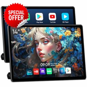 14inch Android Portable Car TV Headrest Monitor Tablet for Cars Back seat Support Phone Wireless mirroring Touchscreen with WiFi/Bluetooth/HDMI/USB/Video Player 2+32G 2pc
