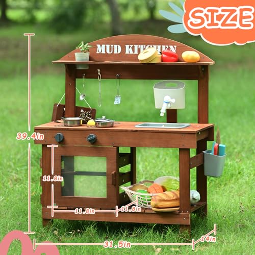 Kids Play Kitchen with Accessories Wooden Play Kitchen Set with Sink