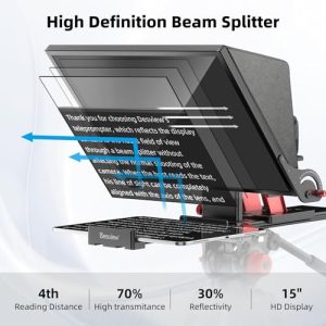 15 inch Professional Prompter with HD Glass & Adjustable Mirror - Compatible with DSLR Cameras